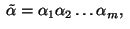 $\;\tilde\alpha=\alpha_1\alpha_2\ldots\alpha_m,\;$